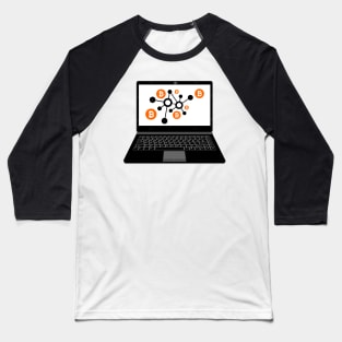 realistic laptop vector illustration display bitcoin digital assets network Baseball T-Shirt